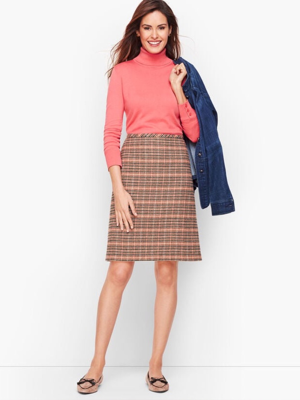 TALBOTS‎ PLAID WOOL A-LINE SKIRT